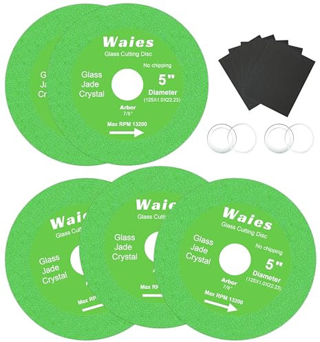 Waies Disque à tronçonner en verre avec disque à tronçonner vitrocéramique pour meuleuse d'angle, lame de scie diamant pour meuler le verre, le jade, les carreaux de cristal (5)