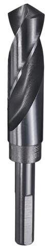 sourcing map 22mm Drill Bit 1/2 Reduced Shank 3-Flat 4241 HSS | High Speed Steel Nitriding Black 118° for Soft Materials Wood Plastic Iron Copper Aluminum