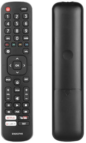 Mando a distancia EN2X27HS compatible con Hisense Smart TV 43K300UWTS 49K300UWTS 65K5500UWTS H32M2600 H40M3300 H50N5300 Controlador de repuesto con botones Netflix YouTube