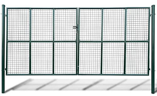 Emmtore Gartentor Gartentür Zauntor Gartenpforte Zauntür Hoftor Gartenzaun Pforte Metalltor Hoftür Tor Stahl,Grün,415 x 225 cm