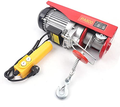 Elektrische Seilwinde 400kg bis 800kg Hubhöhe 6 bis 12m,1300W Seilhebezug mit Kabelfernbedieung,10m/min Hubgeschwindigkeit,Seilzug Elektrisch,Hebezeuge Kettenzug
