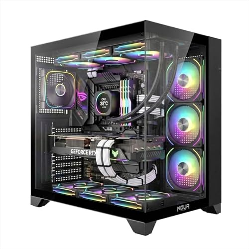 Noua Vision ZK300 | Case PC Gaming ATX Mid Tower | Ventola PWM LED ARGB | Struttura Doppia Camera | Supporto Raffreddamento Liquido 360 mm | USB 3.0 | Vetro Temperato Frontale e Laterale | Nero
