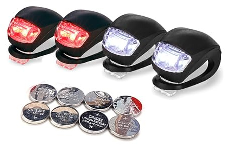 Bestlsy LED Kinder Sicherheitsleuchte 4er Set – wasserdichte Clip Lichter für Rucksack, Kinderroller, Laufrad & Wanderstöcke – 3 Modi (Dauerblinken, Blitzlicht) – Ideal für den Schulweg