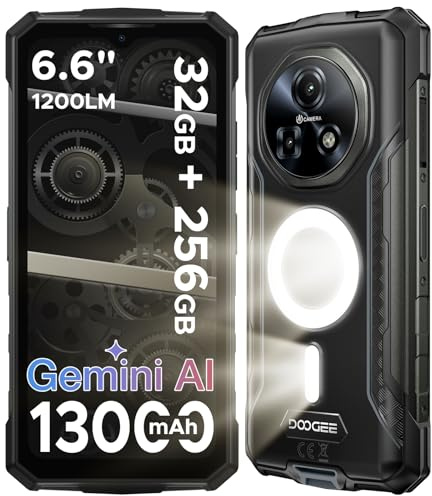 Luzglo Fire 5 Ultra Rugged Smartphone, 32GB+256GB/2TB Telefono Indistruttibile, 1200LM, MTK G81, 13000mAh 6.6 Cellulare Antiurto Android 15, 48MP, Camping Lights/4G Dual SIM/Fingerprint/Face ID/NFC