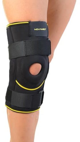 NOVAMED Kniebandage mit Gelenkschienen - Leichte Knieorthese - Mehr Stabilität und Unterstützung beim Sport und Laufen - Schnellere Erholung - Schwarz