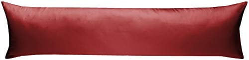 Bettwaesche-mit-Stil Mako-Satin Seitenschläferkissen Bezug aus 100% Baumwolle (Baumwollsatin) Uni/einfarbig (40 cm x 145 cm, Rot)