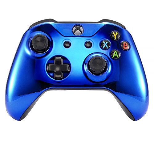 eXtremeRate Coque Avant de Remplacement pour Xbox One S/X Manette, Coque Avant Customisé pour Xbox One S/X Manette (Modèle 1708), Chromé Bleu