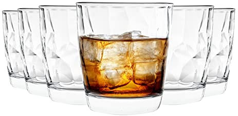Bormioli Rocco Diamond Dimpled Clear Glass Drinking Tumblers - 300ml - Pack of 6