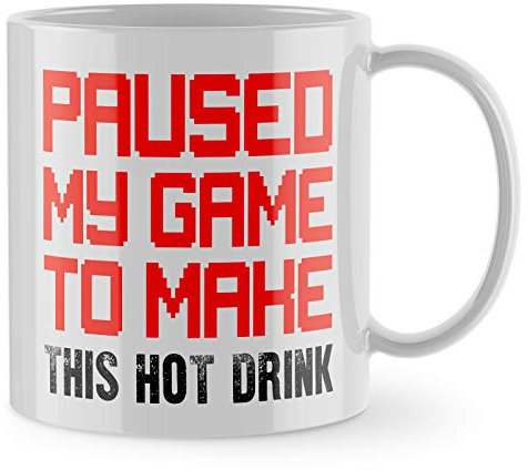 Gaming Gifts - Paused My Game to Make This Hot Drink Funny Mug Gift - Gamer Gifts for Men (One Size)