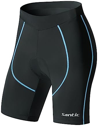 Santic Fahrradhose Damen Gepolstert Kurz Radlerhose Gepolstert Schnelltrockende mit Sitzpolster 3D breiterem dichterem Polster
