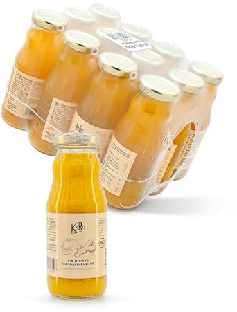 KoRo - Shot mandarine-gingembre bio - 12 x 200 ml - Vegan, jus fruité pour consommation pur ou bien à ajouter dans des cocktails et thés