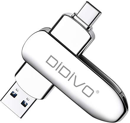DIDIVO USB C Stick 64GB USB C Flash Laufwerk 2 in 1 USB 3.0 Typ C Speicherstick OTG USB Stick Pen-Laufwerk Externer Speicher für USB-C-Smartphones, Tablets, Neues MacBook, Laptops,PC (64GB, Silber)