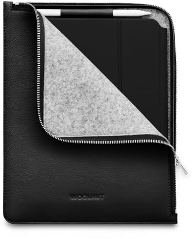 Woolnut WNUT-IPD11-F-652-BK Schutzhülle für iPad Pro & Air, Leder, Schwarz