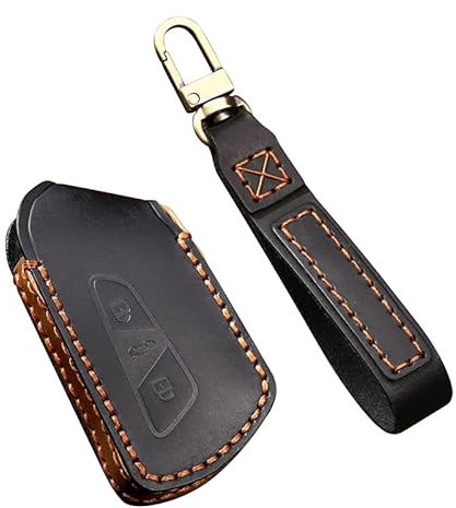 ontto Leder Autoschlüssel Hülle Passt für VW ID.3 ID.4 Golf 8 Seat Leon MK 4 Tarraco Ateca Skoda Octavia 2020 Zubehör Fernbedienung Cover Schlüsselhülle Etui Schlüsselanhänger Schlüssel Schutz-Schwarz