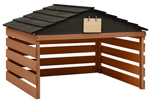vidaXL Garage de Tondeuse à Gazon Robotique Abri de Tondeuse à Gazon Maison de Tondeuse Jardin Extérieur Noir et Marron 78x74x54 cm Bois de Sapin
