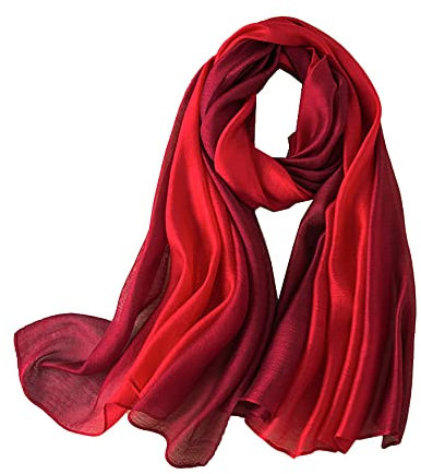 Seidenschals für Damen, Damen, eleganter Farbverlauf, modisch für Frühling, Winter, Schals, Wraps, Rot-5, 190*80 cm