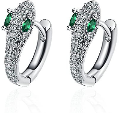 Yikoly 1 Paare Damen Mädchen Ohrringe Silber 925 Einfache Zirkonia Glitzer Schlange Klein Mode creolen Süß Hoop Ohrschmuck