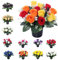 Rose Artificial Flowers in Grave Flower Pots – UV Resistant, Long-Lasting Design for Cemetery Decorations, Grave Displays, Home & Garden Memorial Arrangements (Yellow Orange & Red)