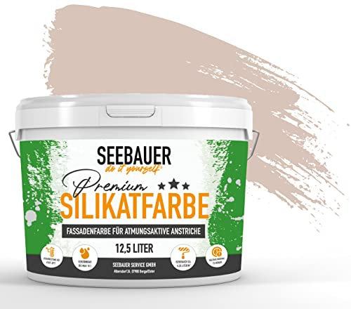 SEEBAUER diy® | Premium-Silikatfarbe für Außen | Mineralfarbe Fassadenfarbe Beige | Atmungsaktiv & Wetterbeständig | Verschiedene Trendfarben (300 ml, No. 309 Monument Valley)