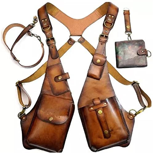Herren Retro Strap Versteckte Achsel Umhängetasche Verstellbare PU Leder Doppel Schultertasche Achseltasche Holster Tasche Diebstahlsichere Brieftasche