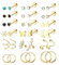 FIOROYAL 18 Paar Piercing Ohr 18G Helix Piercings Chirurgenstahl für Damen Stern Mond Opal Medizinische Ohrstecker Kleine Creolen Knorpel Ohrringe Helix Tragus Piercing Set Gold