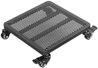 Mkuha Transportadores de Macetas de Metal Cuadrado, Base con Ruedas para Macetas, Soporte para Macetas con Ruedas con Frenos, Base con Ruedas Carga Pesada, Exterior,Negro,25x25cm