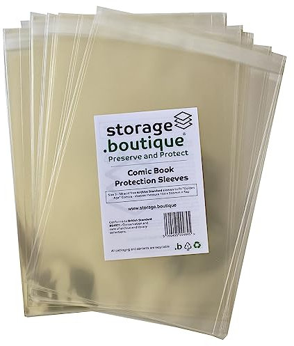 .boutique, Storage.boutique Comic Book/Magazine Archive Protection Sleeves (Size 3, 266 x 196 mm + 30mm Lip (Golden Age))