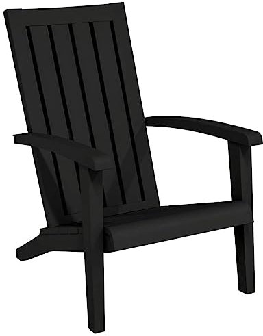 vidaXL Adirondack Gartenstuhl, Gartensessel für Garten Terrasse Hinterhof Pool, Terrassenstuhl in Holz Optik, Outdoor Stuhl Gartenmöbel, Schwarz Polypropylen