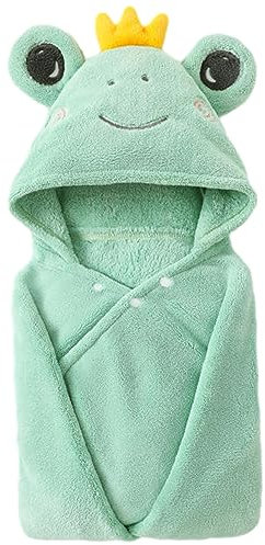 Daelesr Asciugamani con Cappuccio Bambini, Telo da Bagno Asciugamano Poncho Neonato 85 x 150cm, Accappatoio Mare Piscina per Bambina Neonata (Rana Verde)