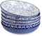 Selamica 1000 ml Salatschüssel 6er Set, Pastateller Porzellan, Suppenteller Tief, Tiefe Teller für Spaghetti, Nudeln, Suppe, Mikrowellen- und Spülmaschinenfest, Stapelbar, Vintage-Blau