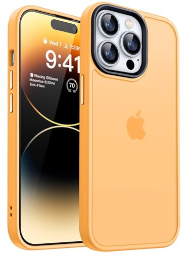 CANSHN Upgrade für iPhone 14 Pro Hülle [Militärschutz] Schutzhülle Samtige Touch Slim Matt Anti-Kratzen Dünne Handyhülle iPhone 14 Pro Case, Orange