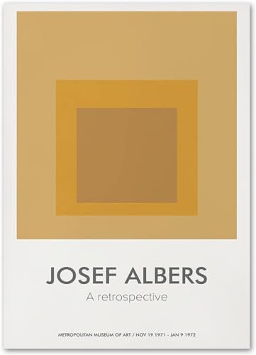 LATAFA Berühmte Josef Albers Poster und Drucke, orangefarbene quadratische Wandkunst, Josef Albers Leinwandgemälde, Josef Albers Bilder für die Inneneinrichtung, 50 x 70 cm x 1, ohne Rahmen
