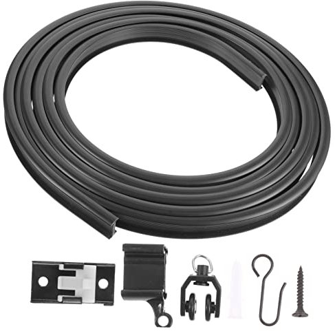 Zerodeko Flexible Gardinenschiene 5 Meter Schwarz PVC Stahl, Biegsam, Leise