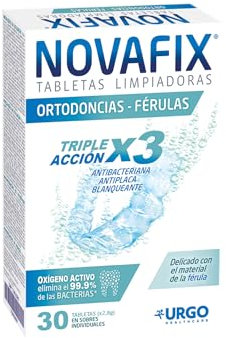 Novafix - Tabletas Limpiadoras Triple Acción - Para ortodoncias y férulas - Caja con 30 unidades