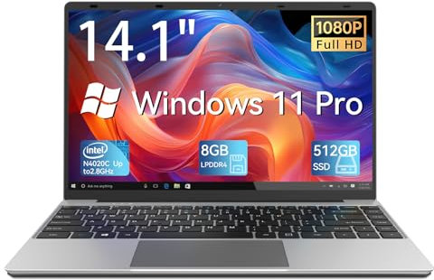 FOLINHAM 2024 15.6 Inch Laptop Computer | FHD 1920 x 1080 Display | Celeron Processors | 8GB RAM 512GB SSD | USB 3.0 | Type-C Mini-HDMI | 2.4/5G WiFi | Windows 11 Pro