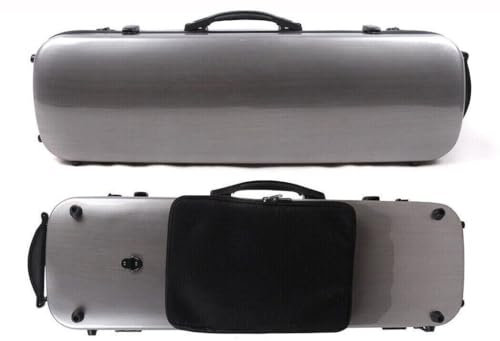 YoungMonic Custodia per violino 4/4 in fibra di carbonio, rettangolare, con codice, leggera, leggera, con tracolla resistente, colore: argento
