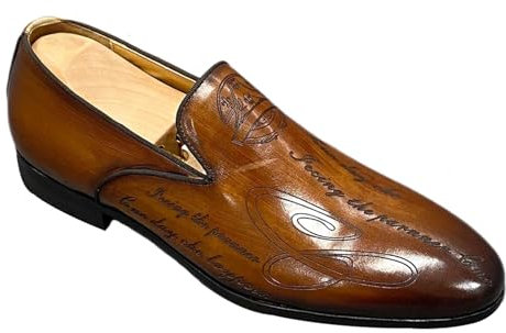 Scarpe Formali da Uomo in Pelle, Scarpe da Lavoro in Vernice, Scarpe Derby, Mocassini, comode Scarpe da Lavoro Traspiranti Slip-on,Brown-45