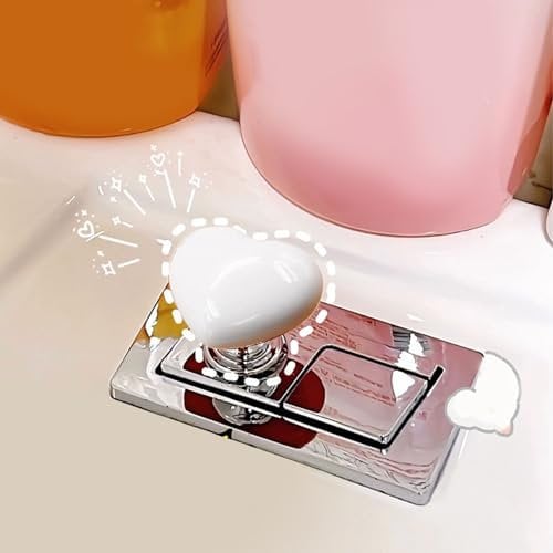 Fixation de Bouton-poussoir de Toilette, Aide-poussoir de Bouton de Toilette d'hygiène Portable Pratique, Innovante pour les Femmes, Clou Long pour Réservoir (WHITE)