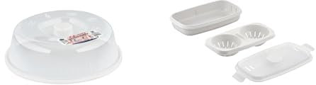 CARE + PROTECT Pack d'accessoires pour cuire au micro-ondes comprenant une cloche couvre assiettes et une pocheuse à oeufs et cuiseur à omelettes
