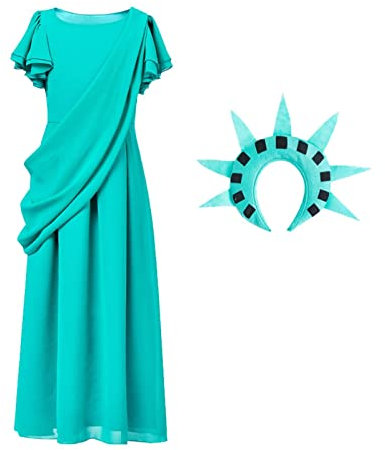 Cosplay-Kostüm der Freiheitsstatue – Kostüm Lady Liber Krone und Kostüm der Freiheitsstatue | Die Freiheitsstatue kleidet Cosplay-Kleider für Artikel