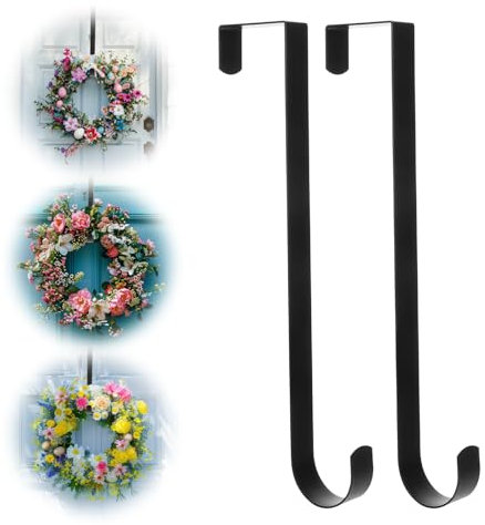 Molain 2 Stück Türkranz Haken, Edelstahl Türkranzhalter Außentür Fensterhaken zum Einhängen Türkranz Haustür Außen für Hängend Halloween, Weihnachten, Hochzeit, Home, Office Tür Dekor(Schwarz)