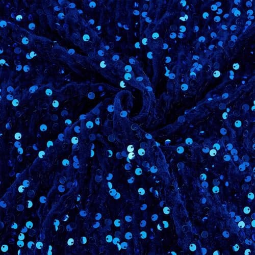 OLYCRAFT 3 m Samt Paillettenstoff Dunkelblau Glitzerstoff 150~163cm Breit Polyester Netzstoff Material Stoff Pailletten Stretchstoff Paillettenstoff Nähen Zum Basteln Kleidung Dekoration