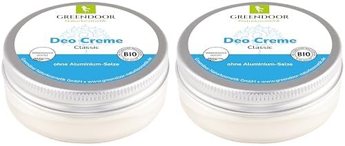 GREENDOOR Deo Creme ohne Aluminium 2er SPARPACK, 100ml Natur Creme Deodorant, natürlich ohne Aluminium-Salze Alkohol Parabene Palmöl, Aloe Vera Naturkosmetik, Deocreme Cremedeo