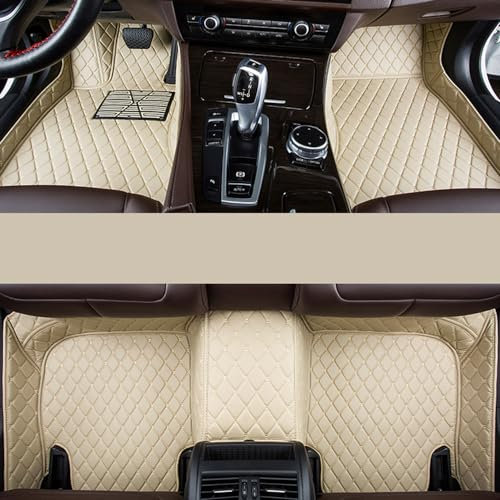 ZMXRF Auto Fußmatten für Mini F57 Cabrio ab 2016,Leder Autoteppich Antirutschmatten wasserdicht Allwetterschutz Foot Pads Premium Fussmatten,Beige