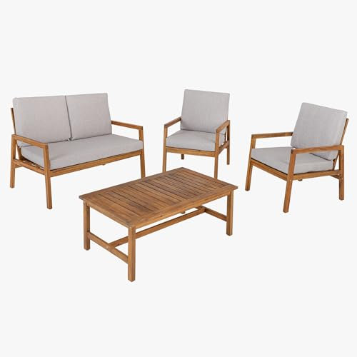 Riess Ambiente Outdoor Garten-Sitzgruppe Bali - 110cm - Natur Honey Finish - Akazie Massivholz - wetterfest