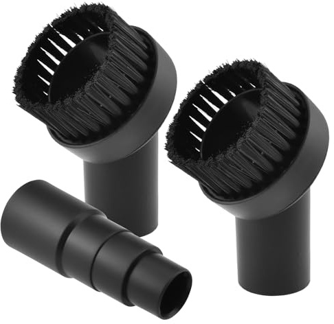 ZDRU 2 Pcs Black Round Vacuum Brush, 1-1/4 Universal Vacuum Dust Brush, 25mm Vacuum Brush Attachment with Four-Layer Vacuum Adapter for Most Vacuum Cleaners Accessories