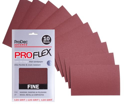 ProDec Advance 10 Hojas Lijado 120 Grano, Proflex, Flexible, Resistente Grietas, Múltiples Usos, 9x4.5