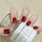 DMQ 24Pcs French False Nails - Red Cat Eye Press on Nails - Short Square Fake Nails, Acrylic Full Cover Stick ons - Removable DIY Manicure Art Gifts for Women Girls