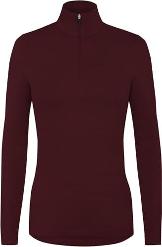 normani Damen Merino Zip Langarm-Shirt Outdoor Wollpullover mit Reißverschluss - 100% Merinowolle Pullover mit 1/4 Zip