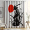 Rideau Occultant Thermiques Samouraï Japonais Noir et Blanc Soleil Rouge Décoration Salon Rideaux Occultants De Fenêtre pour Cuisine Chambre Enfant Bureau,Fenêtre Décor 91.5L X 214H cm (2 Panneaux)